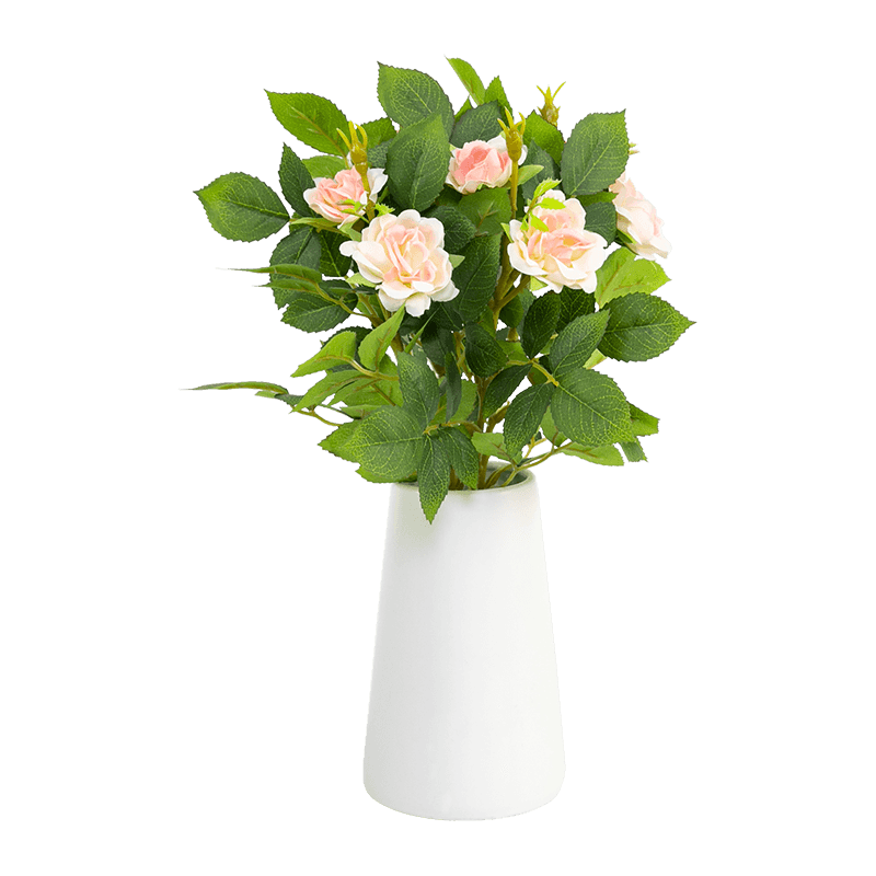 Miniature Tea Roses Ceramic Pot with Four Stems