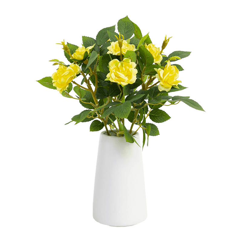 Miniature Tea Roses Ceramic Pot with Four Stems