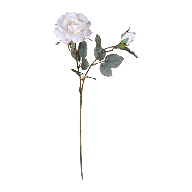 Artificial 2-Head Pink Rose Single Stem