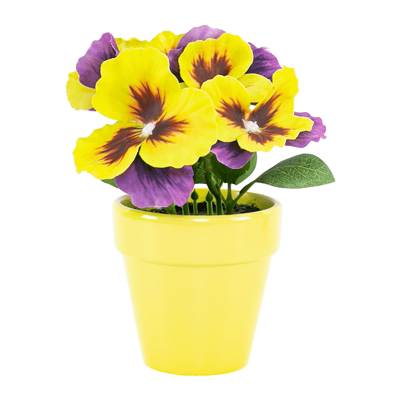 Artificial Flower with Ceramic Pot Pansy Flower in Ceramic Pot 16cm