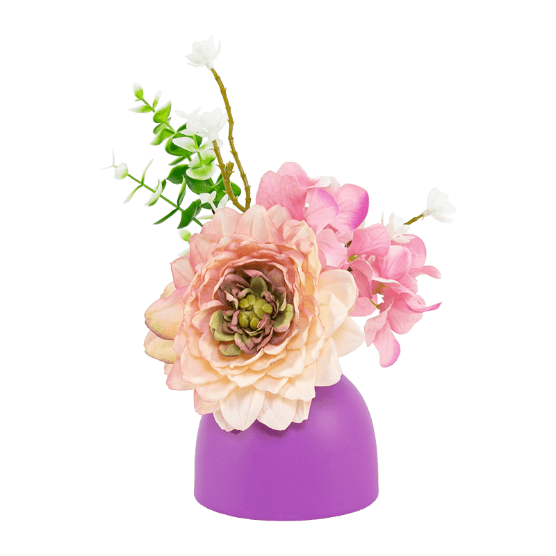 Red Purple White Dahlia Hydrangea Eucalyptus Ceramic Pot