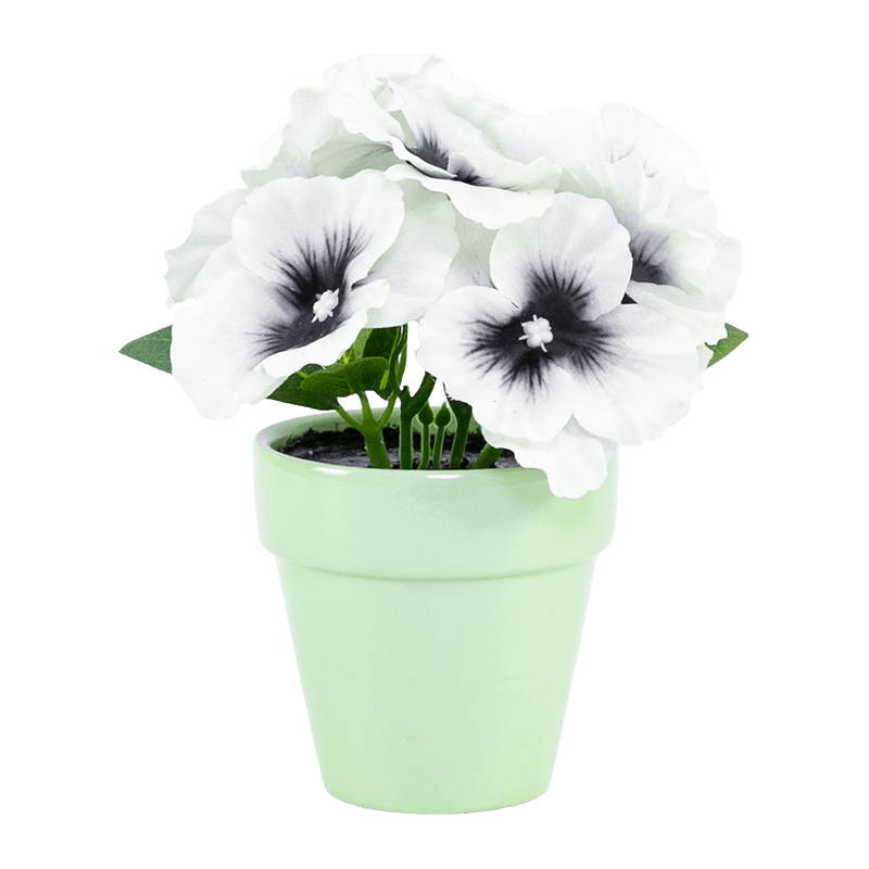 Artificial Flower with Ceramic Pot Pansy Flower in Ceramic Pot 16cm