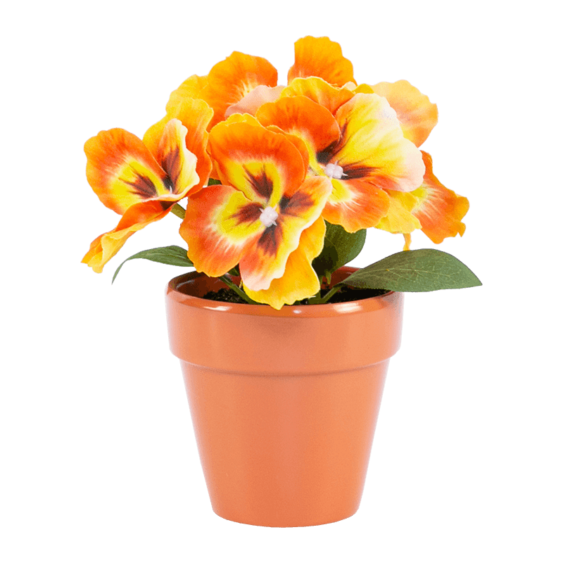 Artificial Flower with Ceramic Pot Pansy Flower in Ceramic Pot 16cm