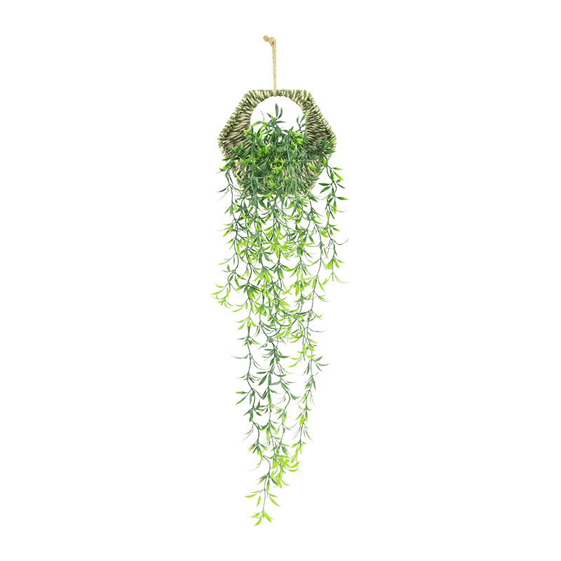 Artificial Snake Grass Vine in Woven Basket