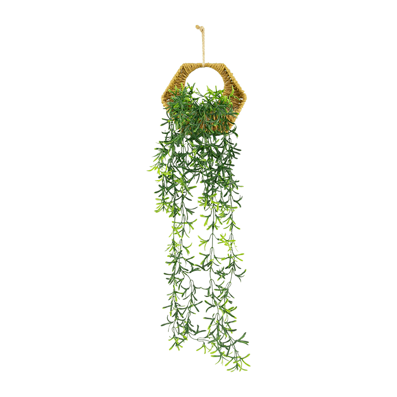 Artificial Snake Grass Vine in Woven Basket