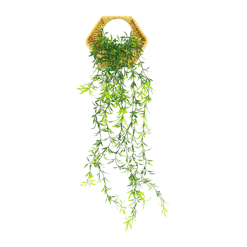 Artificial Snake Grass Vine in Woven Basket