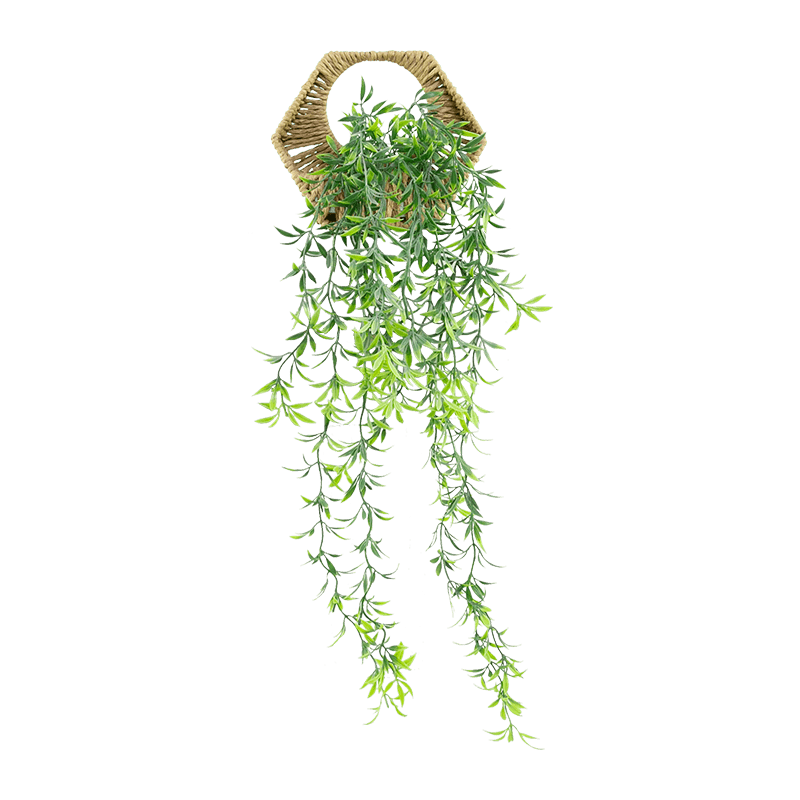 Artificial Snake Grass Vine in Woven Basket
