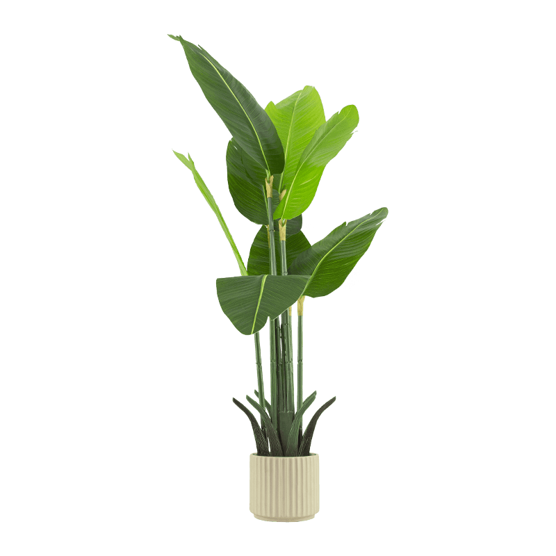 Artificial Palm Tree 9 Leaves in Beige Ceramic Pot