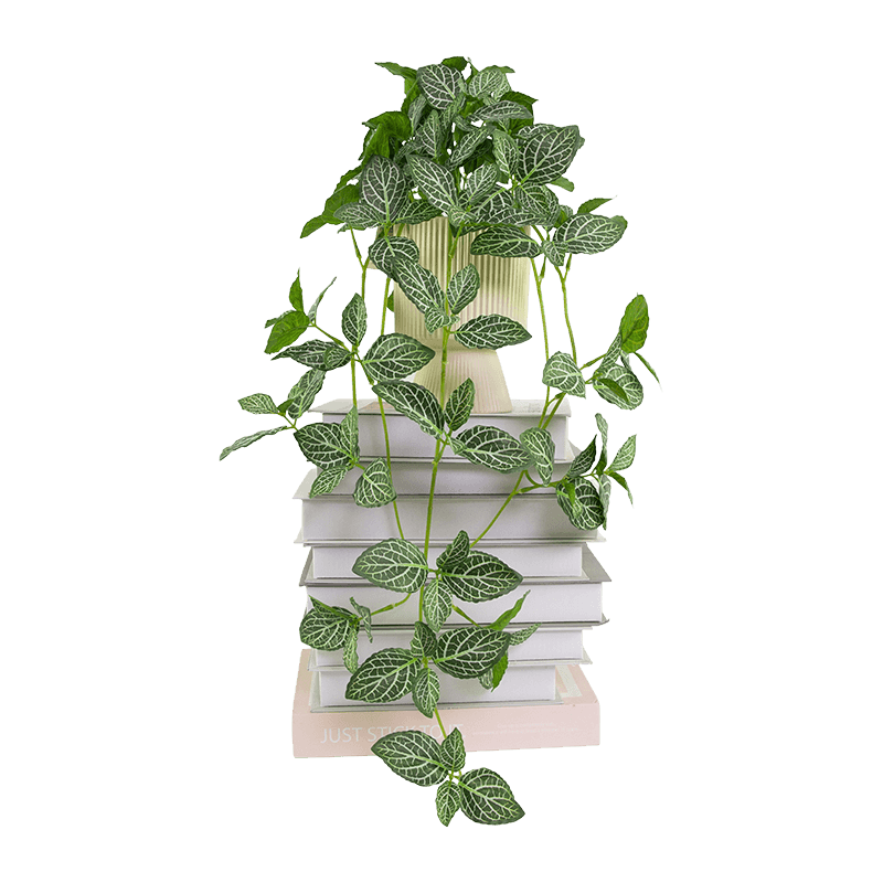 Artificial Green Plant 40 Leaves in Ceramic Pot