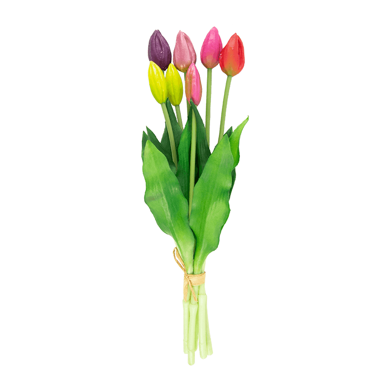 Artificial Tulip Spray 7 Buds 11 Leaves 15