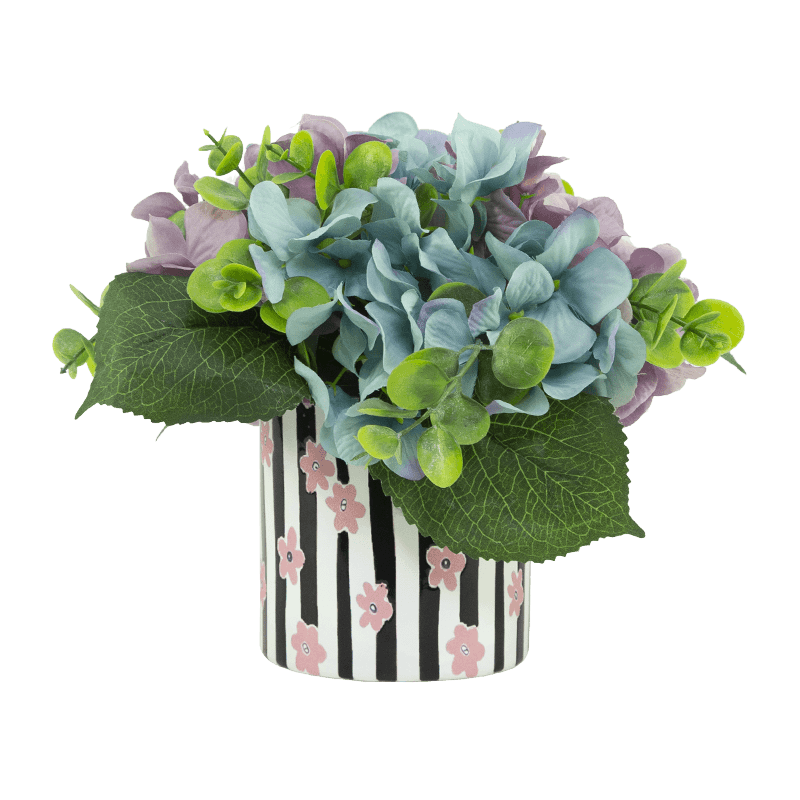 Artificial Hydrangea Arrangement in Ceramic Pot