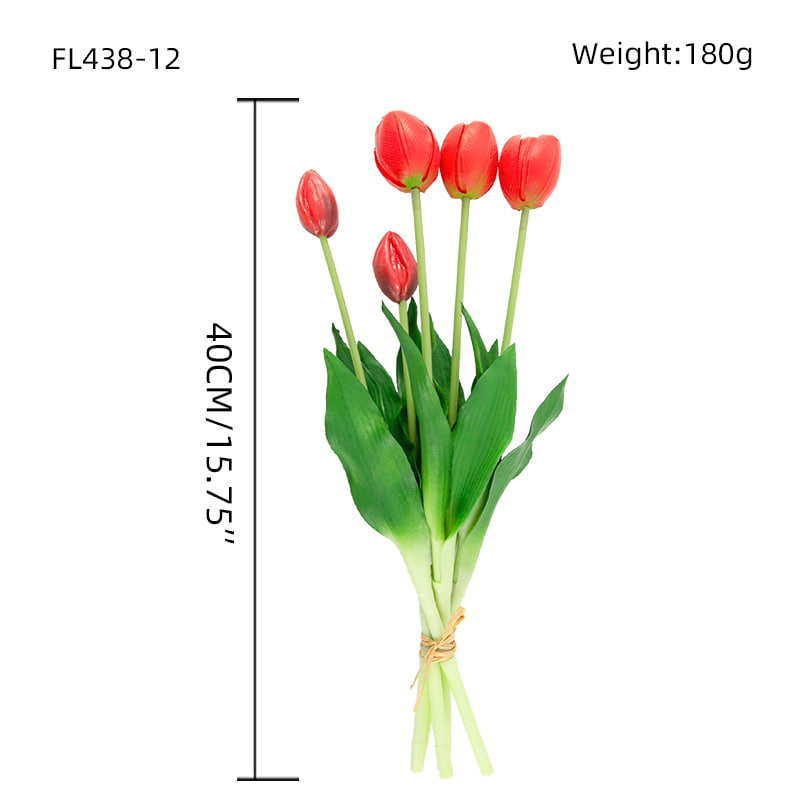 Artificial Tulip Bouquet 3 Flowers 2 Buds 15.8