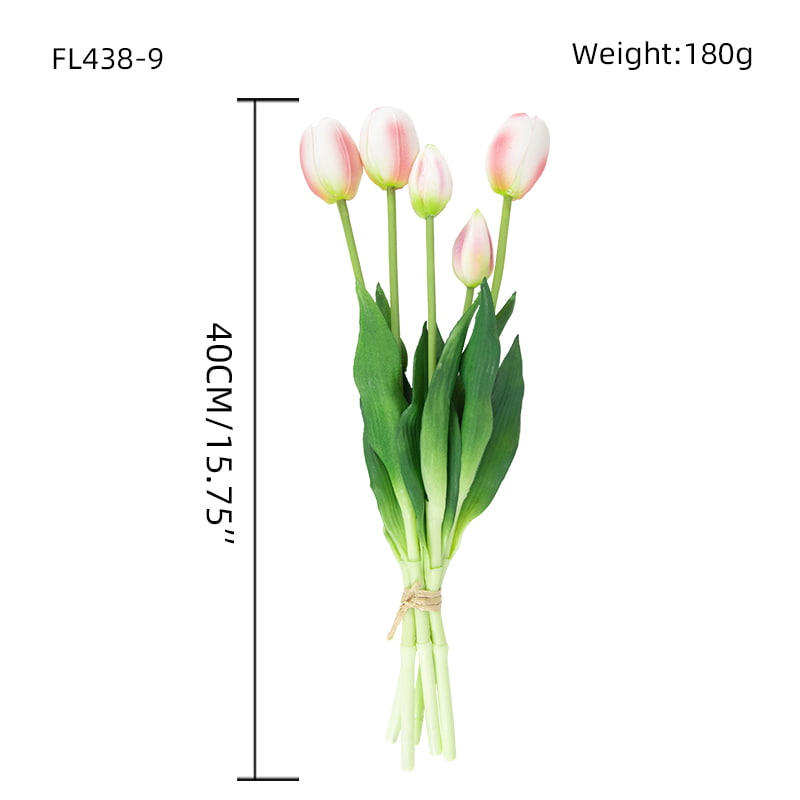 Artificial Tulip Bouquet 3 Flowers 2 Buds 15.8