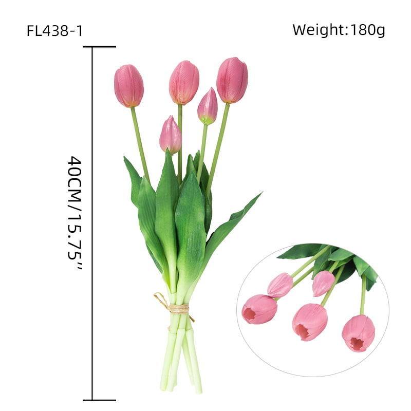 Artificial Tulip Bouquet 3 Flowers 2 Buds 15.8