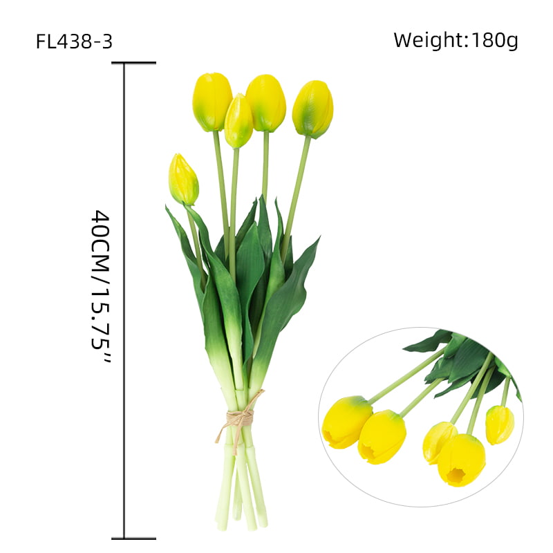 Artificial Tulip Bouquet 3 Flowers 2 Buds 15.8