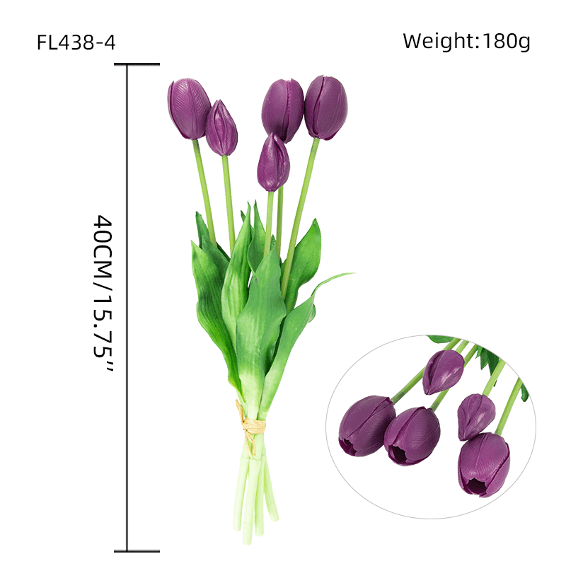 Artificial Tulip Bouquet 3 Flowers 2 Buds 15.8