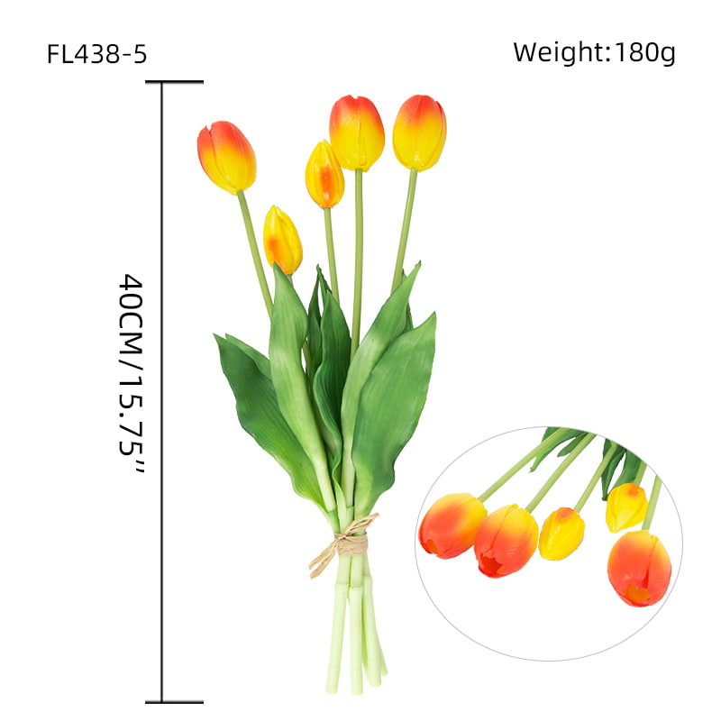 Artificial Tulip Bouquet 3 Flowers 2 Buds 15.8