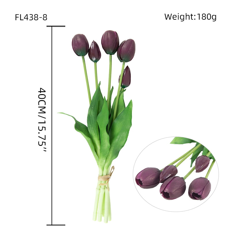 Artificial Tulip Bouquet 3 Flowers 2 Buds 15.8