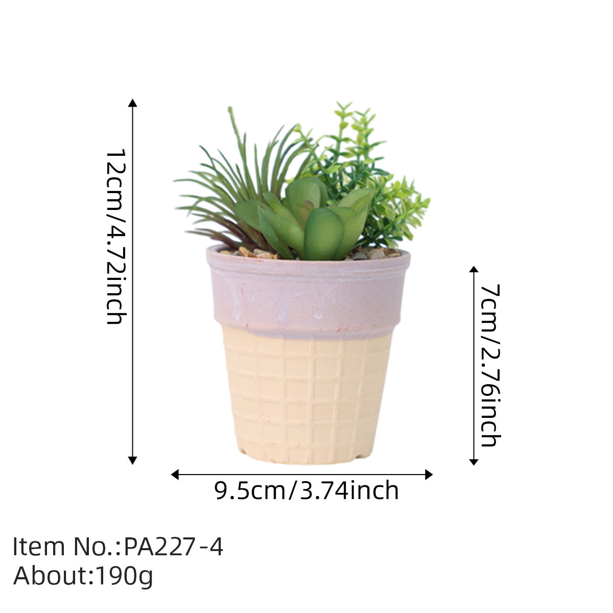 Artificial Succulent in Ice Cream Pot
