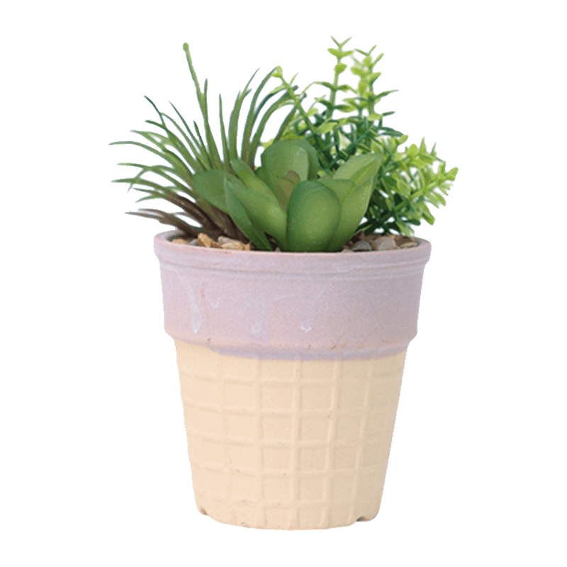 Artificial Succulent in Ice Cream Pot
