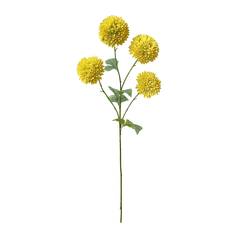 Artificial 4-Head Pompon Chrysanthemum