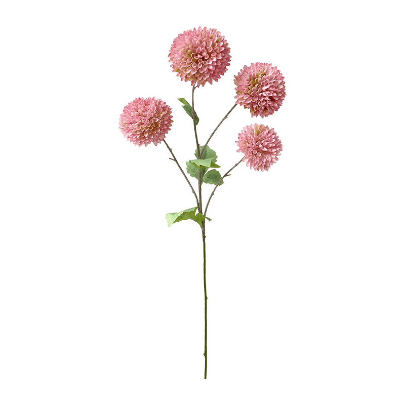 Artificial 4-Head Pompon Chrysanthemum