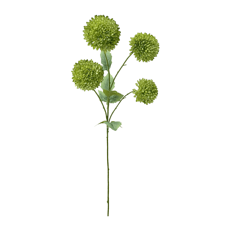 Artificial 4-Head Pompon Chrysanthemum