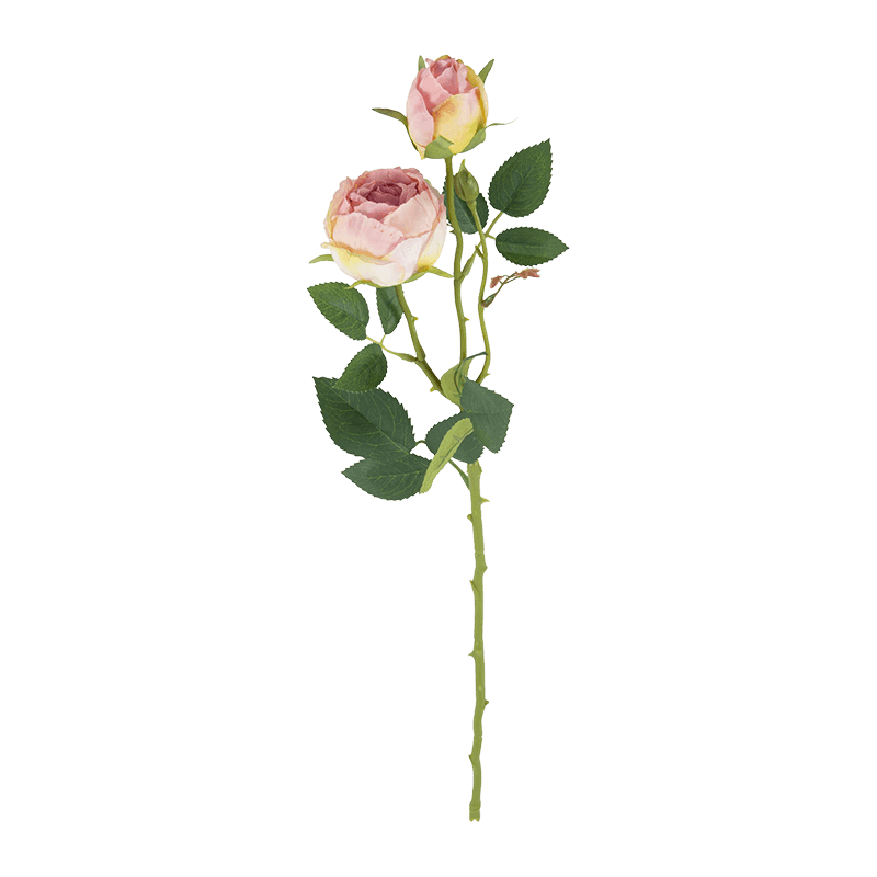 Artificial 3-Head Garden Rose Stem