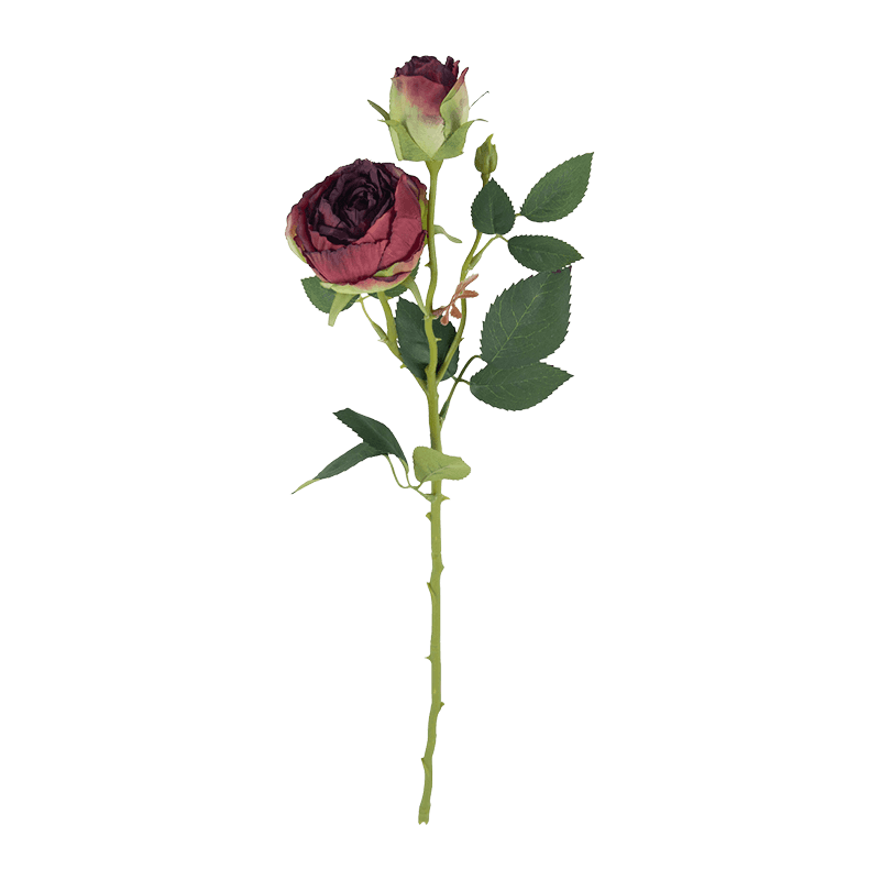 Artificial 3-Head Garden Rose Stem