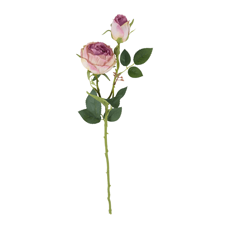 Artificial 3-Head Garden Rose Stem