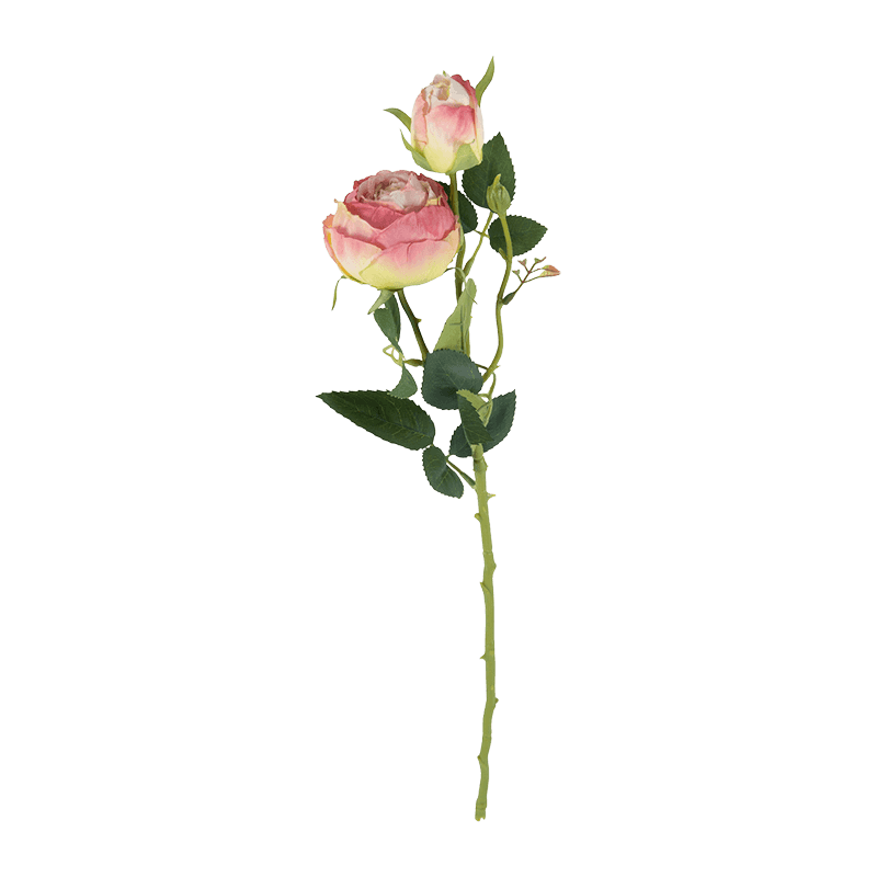 Artificial 3-Head Garden Rose Stem