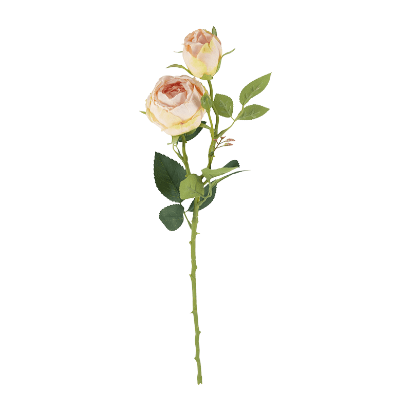 Artificial 3-Head Garden Rose Stem