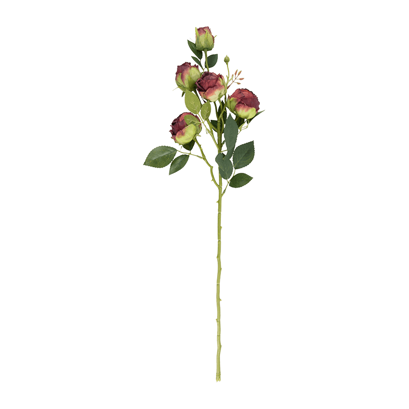 Artificial 5-Head Gradient Garden Rose Stem