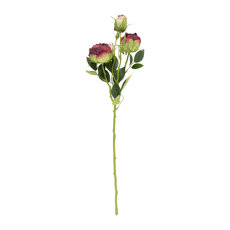 Artificial 3-Head Vintage Rose Stem