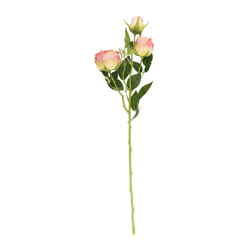 Artificial 3-Head Vintage Rose Stem