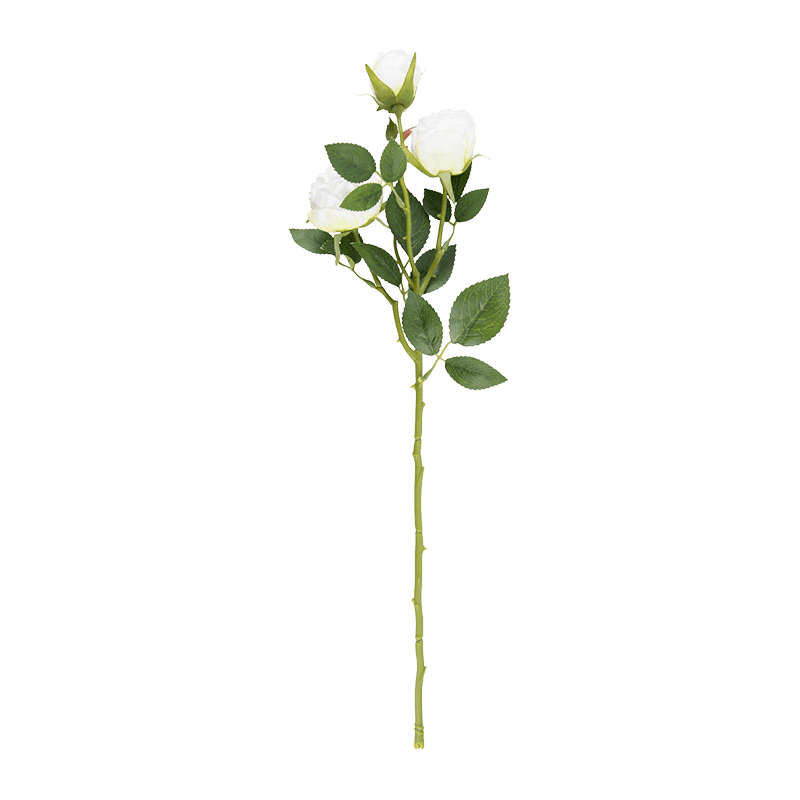 Artificial 3-Head Vintage Rose Stem