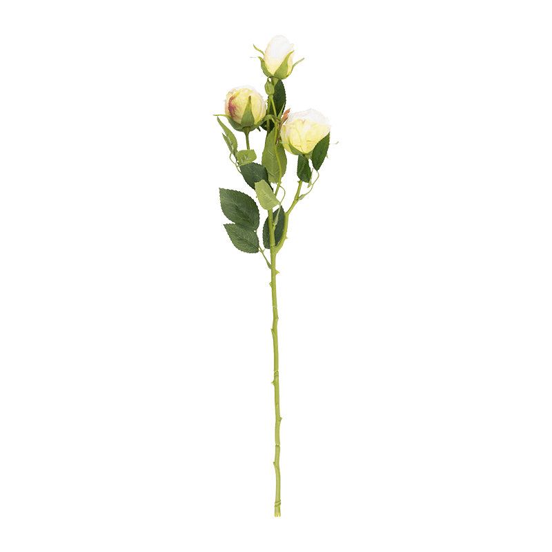 Artificial 3-Head Vintage Rose Stem