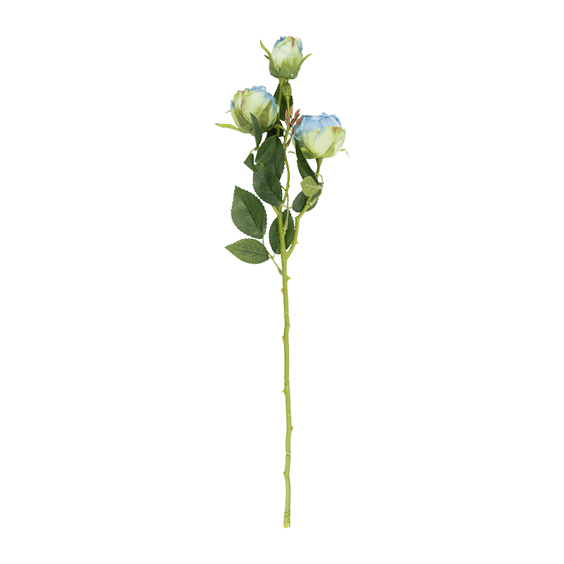 Artificial 3-Head Vintage Rose Stem
