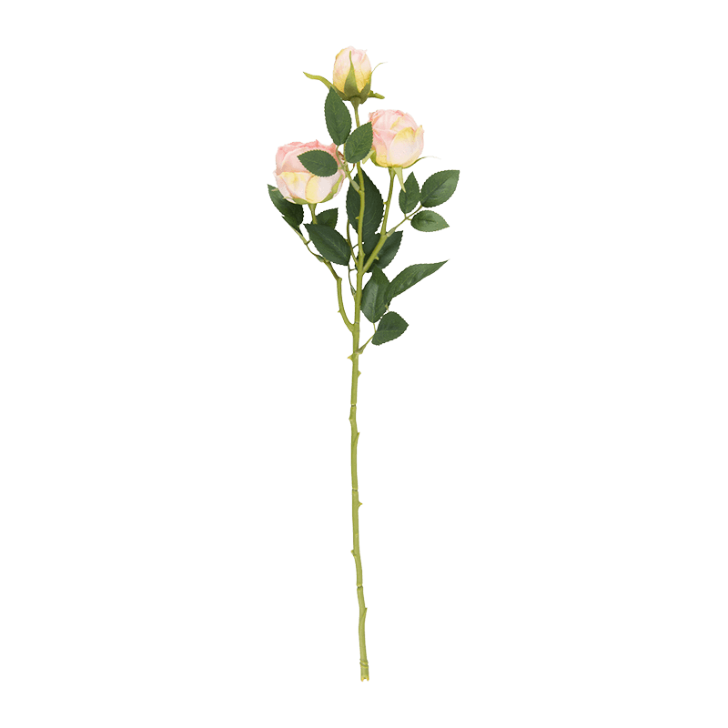 Artificial 3-Head Vintage Rose Stem