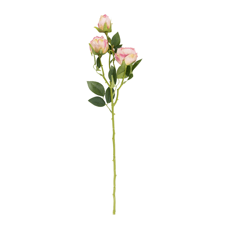 Artificial 3-Head Vintage Rose Stem