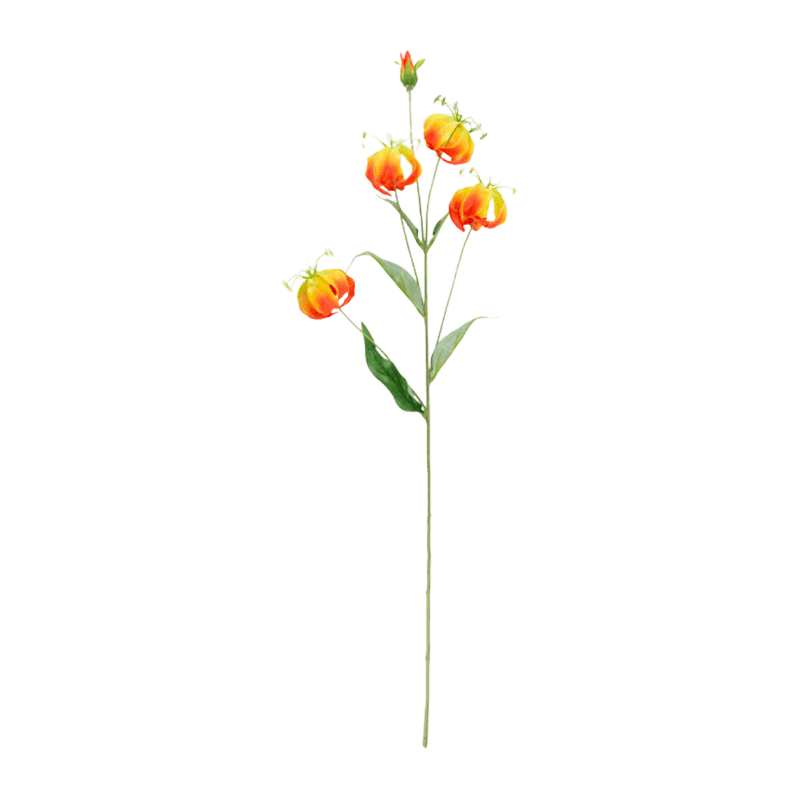 Artificial 5-Bloom Gloriosa Flame Lily Stem
