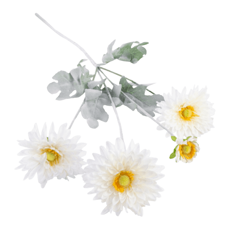 Artificial 4-Bloom White Gerbera Daisy Spray