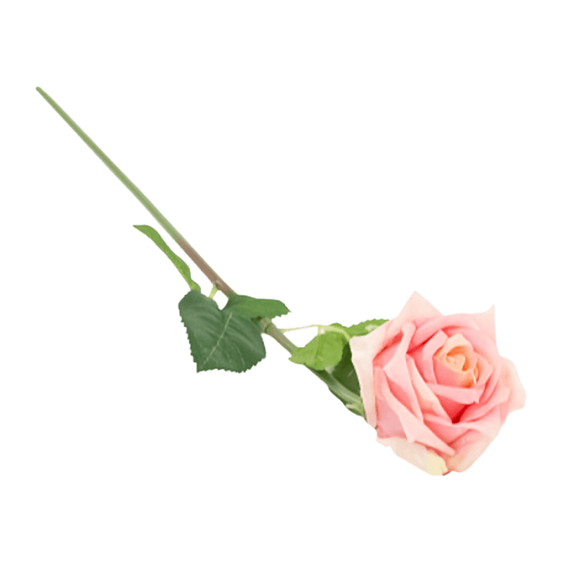 Single Rose With Green Leaves With REEL-TOUCH Effect