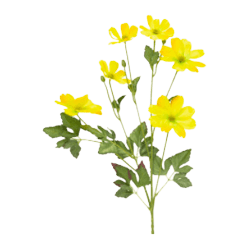 6 Heads Artificial Yellow Cosmos Silk Flower Spray