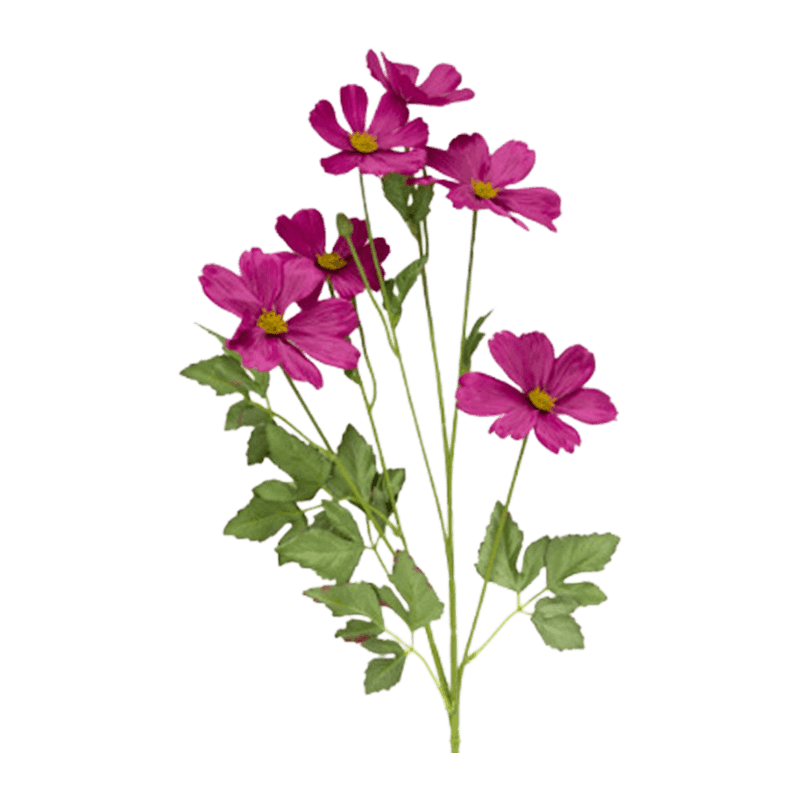 6 Heads Artificial Yellow Cosmos Silk Flower Spray