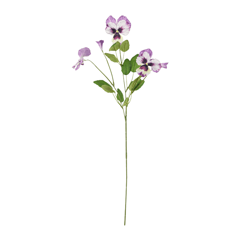 70cm Single Stem 3-Bloom Artificial Pansy