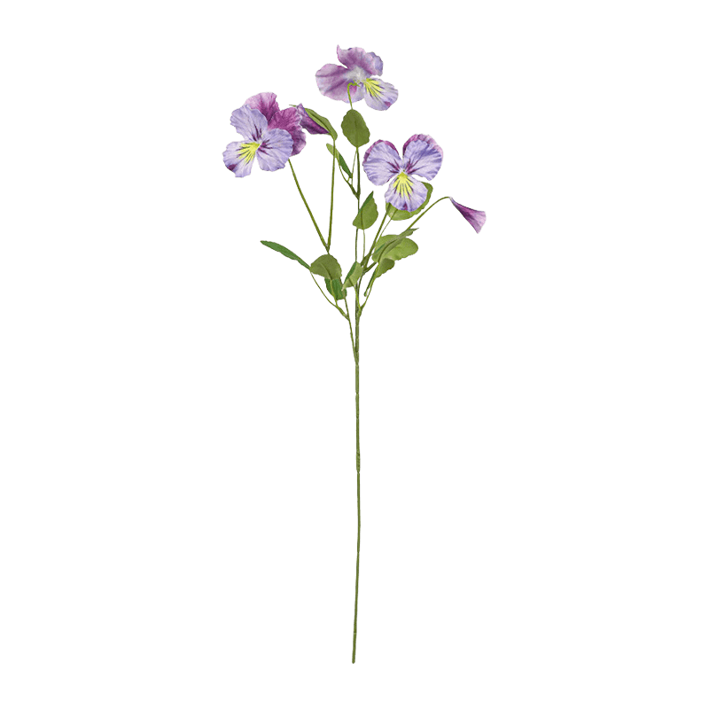 70cm Single Stem 3-Bloom Artificial Pansy