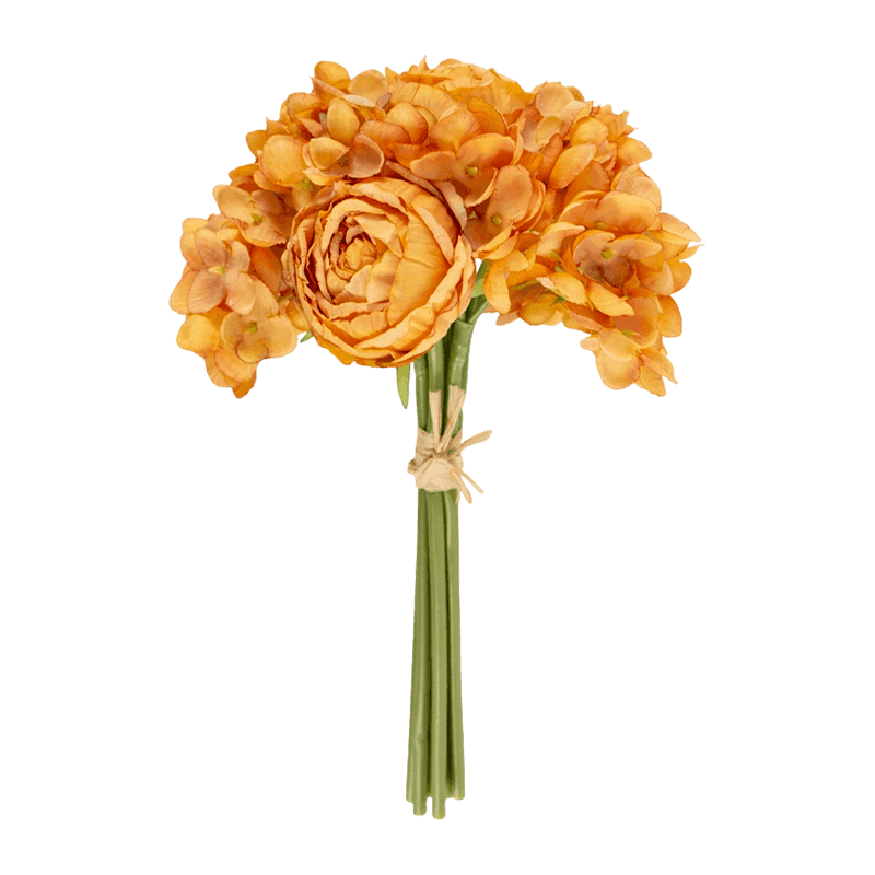 11.81" Artificial Rose Bouquet With 4 Rose And 3 Hydrangea
