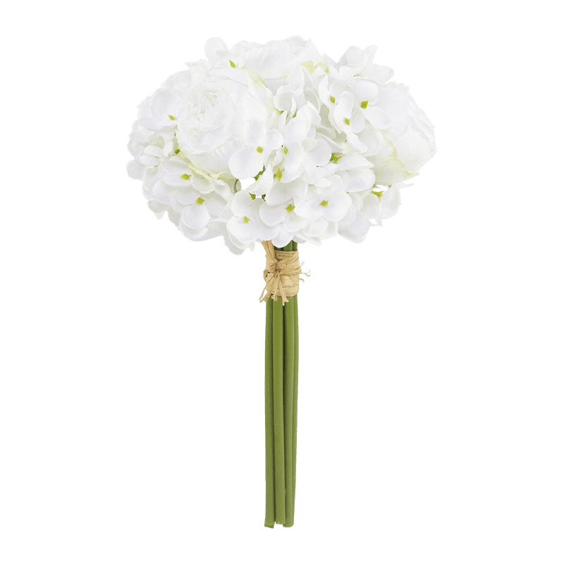 11.81" Artificial Rose Bouquet With 4 Rose And 3 Hydrangea