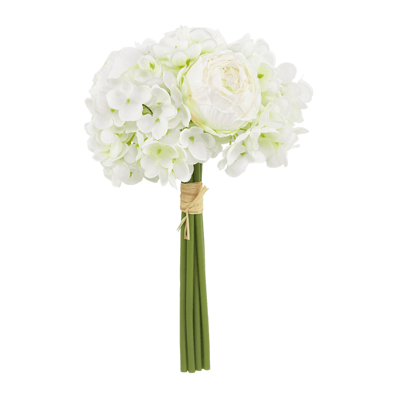 11.81" Artificial Rose Bouquet With 4 Rose And 3 Hydrangea